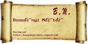Bossányi Máté névjegykártya