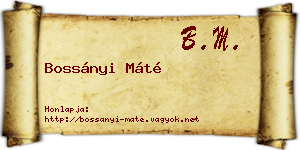Bossányi Máté névjegykártya
